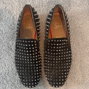 Christian Louboutin Black Studded Loafers